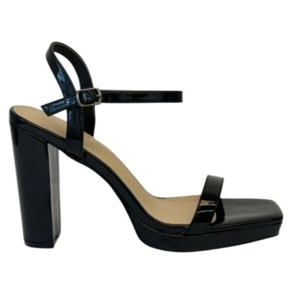 KAYLEEN / Nahlah-7 / Black Patent / Leather/  High Block Heel / Sandals - Picture 1 of 8